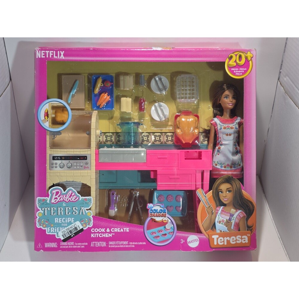 BARBIE & TERESA RECIPE FOR FRIENDSHIP "COOK & CREATE KITCHEN" NETFLIX 20+ PIECES